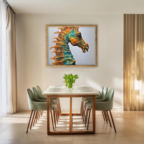 Posterizer 1 pcs- Beautiful Yellow and blue seahorse print-Art for Animal Lovers- Gift for Men Women Entrepreneur Teens-Living Room Bedroom Decor-...