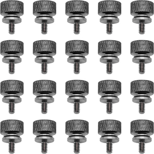 20 Pieces 6#-32 Computer Case Screws, Anodized Aluminum Thumbscrews, Fully Threaded Knurled Thumbscrews, Thumb Screws (Black)...