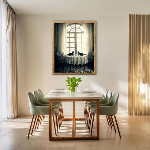 Posterizer 1 pcs-mysterious gothic house-black cats sitting on the table 4-Art for Animal Lovers-Gothic Art-Living Room Bedroom Decor- unframed wa...