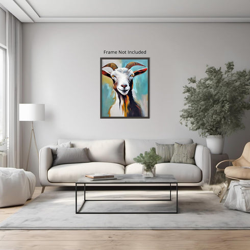 Posterizer 1 pcs- white and brown majestic goat-chic decor-Art for Animal Lovers-Abstract & Modern Art- Decor for Home & Office- unframed wall art...