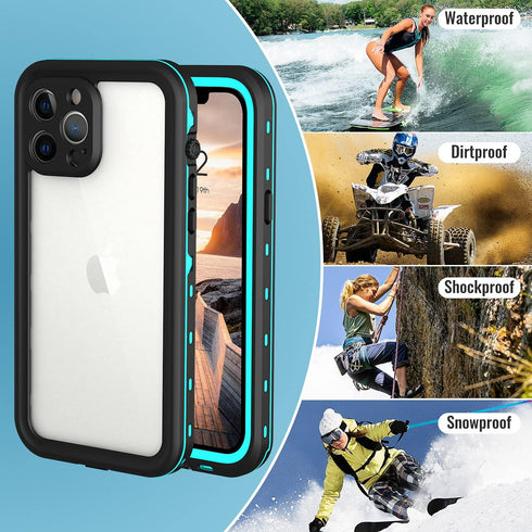 iPhone 13 Pro Max Waterproof Case - IP68 Shockproof Dustproof Full Protection with Lanyard (Teal)...