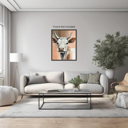Posterizer 1 pcs-rusting painting style of a cute brown cow 1-Art for Animal Lovers Gift for Art Lovers Decorations for Bedroom, Office, Living Ro...