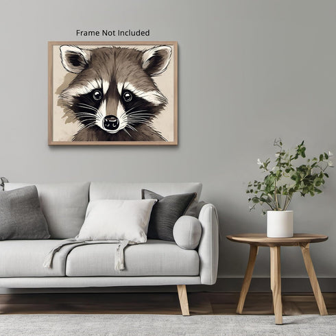 Posterizer 1 pcs- Portrait of a cute raccoon print-Art for Animal Lovers- Gift for Men Women Entrepreneur Teens-Living Room Bedroom Decor- unframe...