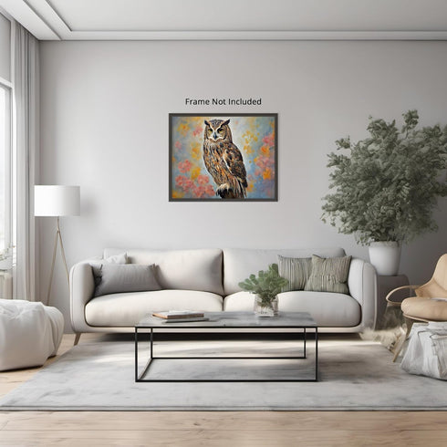 Posterizer 1 pcs- pretty majestic owl sitting on a tree-Art for Animal Lovers-Landscape & Nature Art- Living Room Bedroom Decor- unframed wall art...