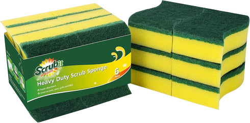 (12 Pack) Heavy Duty Scrub Sponges by SCRUBIT – Kitchen Dish, Sink and Bathroom Cleaning Scrubber Sponge - with Non-Smell Scouring Pad...