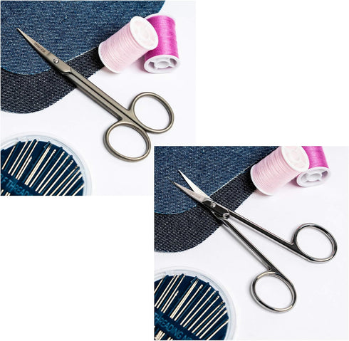 SINGER Set of 2 Scissors - 4 Inch Forged Embroidery Scissors with Curved Tip for Sewing, Cross-Stiching, Crafts, & More (Titanium Coated & Extra C...