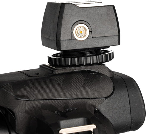 JJC Standard Hot Shoe Adapter with Extra PC sync connection Port & 3.5mm Mini Phone Connection Port for Connecting Cameras to Additional Off-camer...