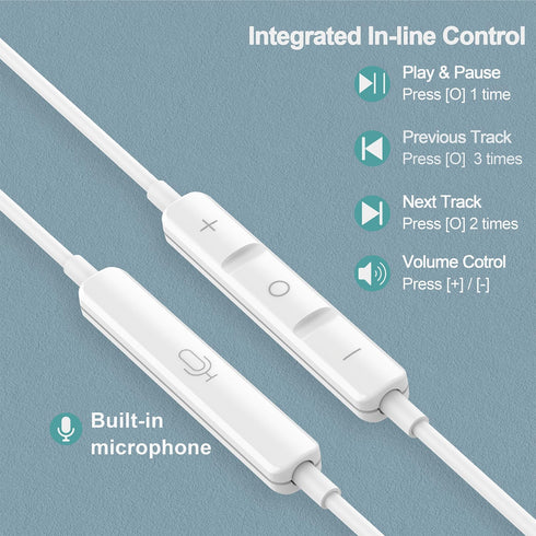 DUKABEL USB in-ear Headphones, USB PC Earbuds for PC/PS4/PS5, White Gaming Earphone Headset with Microphone for Live Conference, Video Calls, Broa...