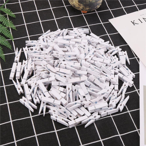 DECORA 3.5cm Sturdy White Wooden Mini Clothespin Photo Clips Pack of 100...