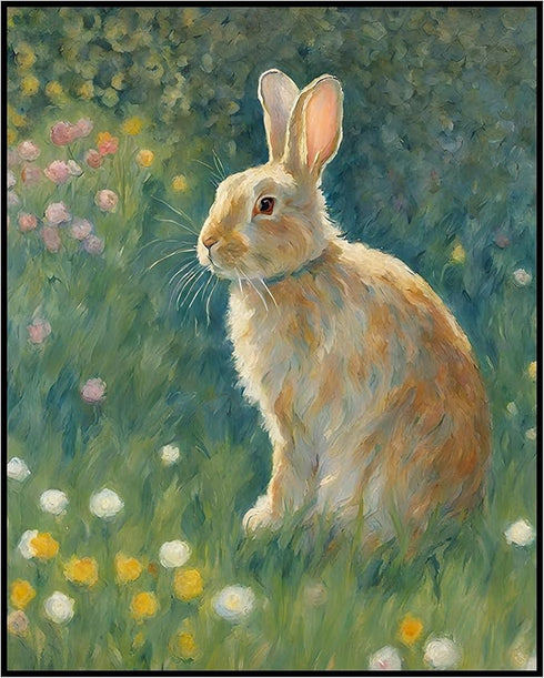 Posterizer 1 pcs- Brown rabbit in nature-Art for Animal Lovers-Floral Botanical Art- Gift for Men Women Entrepreneur Teens-Living Room Bedroom Dec...