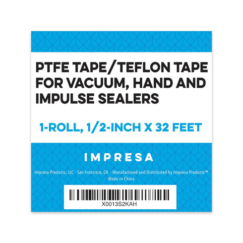 PTFE Tape/Teflon Tape for Vacuum, Hand and Impulse Sealers (1/2-inch x 30 feet) - Fits FoodSaver, Seal A Meal, Weston, Cabella's by Impresa...