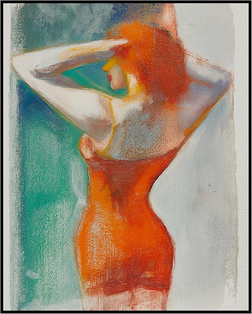 Posterizer 1 pcs-minimalist red head woman painting style art-Collectibles & Fine Art Gift for Men Women Entrepreneur Teens Decor for Home & Offi...