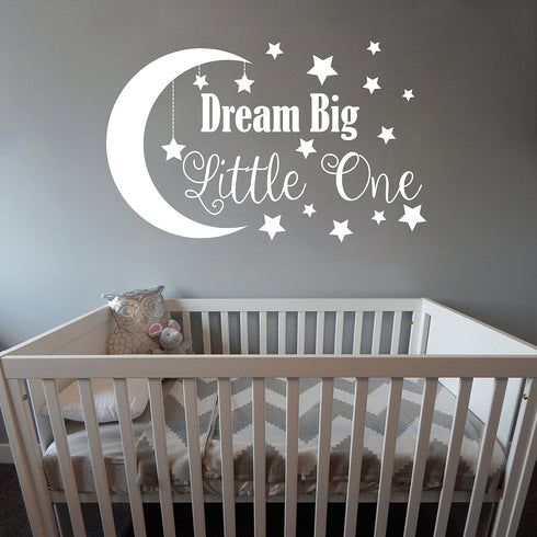Dream Big Little One Wall Decal, Nursery Wall Decal, Nursery Decor, Nursery Wall Quote, Quote Decal, Removable Vinyl Wall Stickers For Baby Kids B...