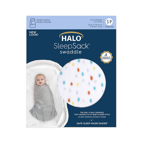 HALO Micro-Fleece Sleepsack Swaddle, 3-Way Adjustable Wearable Blanket, TOG 3.0, Confetti, Small, 3-6 Months...