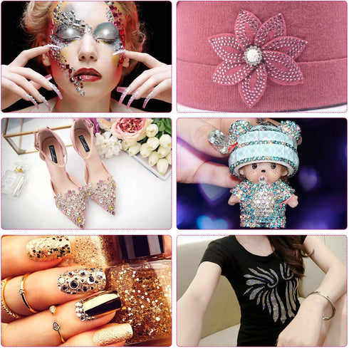 Hotfix Rhinestones, Cridoz 6040Pcs Hot Fix Rhinestones Crystal AB Stud with Tweezers and Rhinestone Picker Tool Pens for Bedazzler Crafts on Fabri...