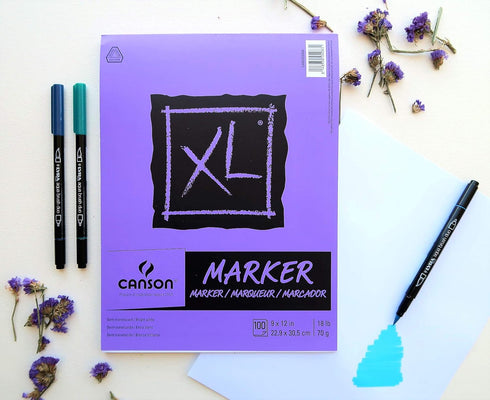 Canson XL Series Marker Paper, Foldover Pad, 9x12 inches, 100 Sheets (18lb/70g) - Artist Paper for Adults and Students...
