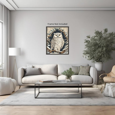 Posterizer 1 pcs-snowy winter scene of a white owl-oil painting style 8-Art for Animal Lovers-Landscape & Nature Art-Decor for Home & Office- unfr...