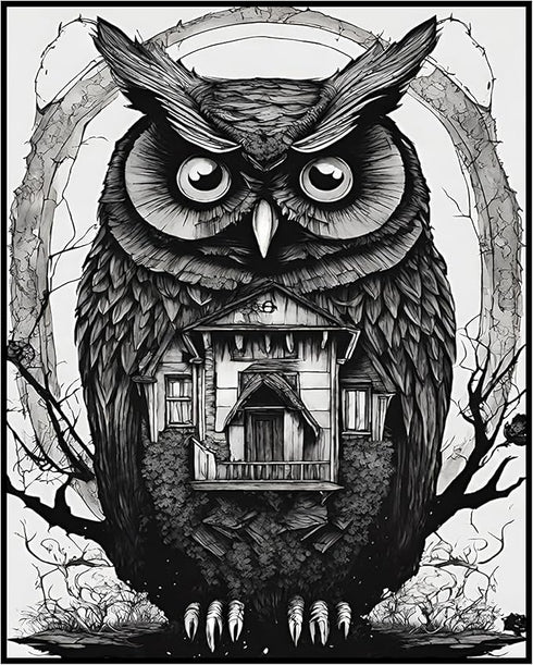 Posterizer 1 pcs- abstract fantasy retro gothic owl art-Gothic Art-Art for Animal Lovers- Living Room Bedroom Decor- unframed wall art...