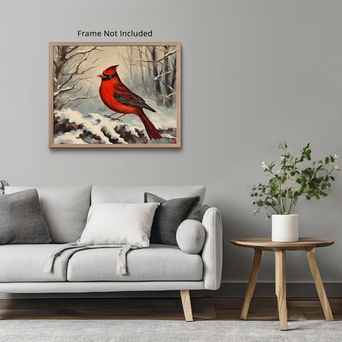 Posterizer 1 pcs-cute little bird in snowy winter scene -8-Art for Animal Lovers-Landscape & Nature Art-Decor for Home & Office- unframed wall art...