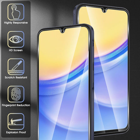 (3 Pack) Tempered Glass Screen Protector Compatible for Samsung Galaxy A15 5G, 2.5D Arc Edges 9H High Definition Anti-Scratch Bubble-Free......