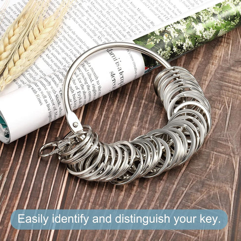 PATIKIL 3.4 Inch Dia Key Organizer Keychain, 1pcs Key Management Holder with 30 Keys Rings for Office, Silver...