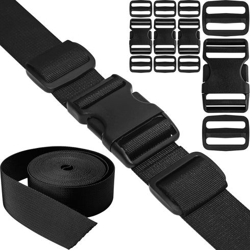 ?Buckles & Straps 1-1/2": 6 yard Nylon Webbing 1.5 inch (38mm) Wide + 4 set Side Release Buckle + 8 pcs Tri-Glide Sliders, Plastic Clip Fasteners ...