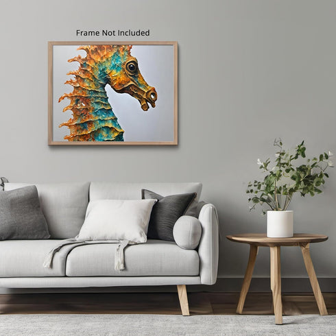 Posterizer 1 pcs- Beautiful Yellow and blue seahorse print-Art for Animal Lovers- Gift for Men Women Entrepreneur Teens-Living Room Bedroom Decor-...