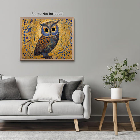 Posterizer 1 pcs- cute brown and blue owl-Art for Animal Lovers- Living Room Bedroom Decor- unframed wall art...