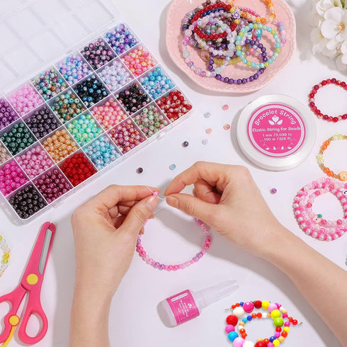 Cridoz Elastic String Fixing Coating with 1mm Bracelet String Cord Stretchy String Beading Thread for Clay Beads Friendship Bracelet Jewelry Makin...