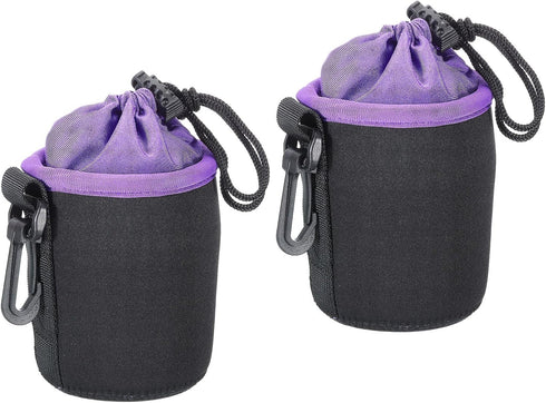 PATIKIL Camera Lens Bag, 2 Pcs 3.1" IDx3.9 H Drawstring Lens Pouch with Thick Protective Neoprene, Lens Case for DSLR Camera Lens, Water Coffee Cu...