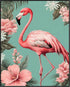 Posterizer 1 pcs-abstract retro design of flowers and flamingo 1-Art for Animal Lovers-GIft for Men Women Teens-Living Room Bedroom Decor- unframe...