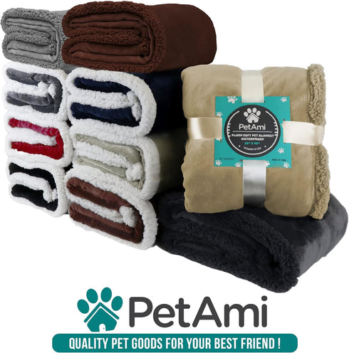 PetAmi Dog Blanket for Small Medium Dogs, Pet Bed Blanket Cat Puppy Kitten, Fleece Furniture Couch Cover Protector Sofa Car, Soft Sherpa Dog Throw...