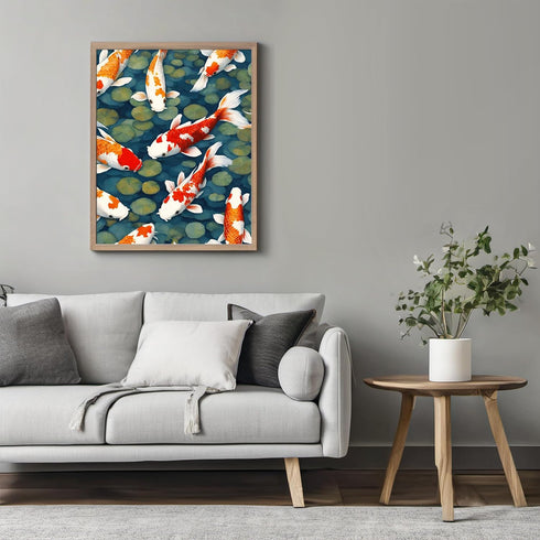 Posterizer 1 pcs- Beautiful print of gold fish in a river-Art for Animal Lovers- Gift for Men Women Entrepreneur Teens-decor for Bedroom, Office,...