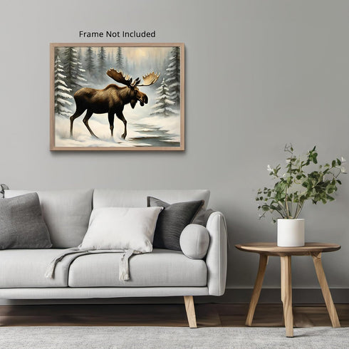 Posterizer 1 pcs-beautiful moose in snowy winter nature 3-Art for Animal Lovers-Landscape & Nature Art-Decor for Home & Office- unframed wall art...