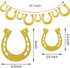 4 Piece Derby Horseshoe Garland Banner for Western Wedding Party Decoration, Pre Assembled (Gold)...