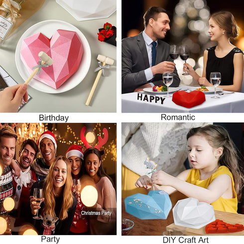 Breakable Heart Mold Set for Chocolate, Heart Silicone Molds with Hammers and Dropper, Letter Mold and Number Chocolate Molds for Valentine Candy ...