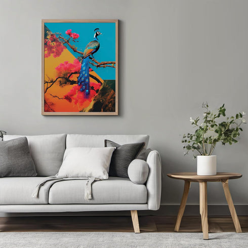 Posterizer 1 pcs-beautiful peacock bird with landscapes collage-Art for Animal Lovers-Landscape & Nature Art-Gift For Animal Lovers- UNFRAMED Wall...