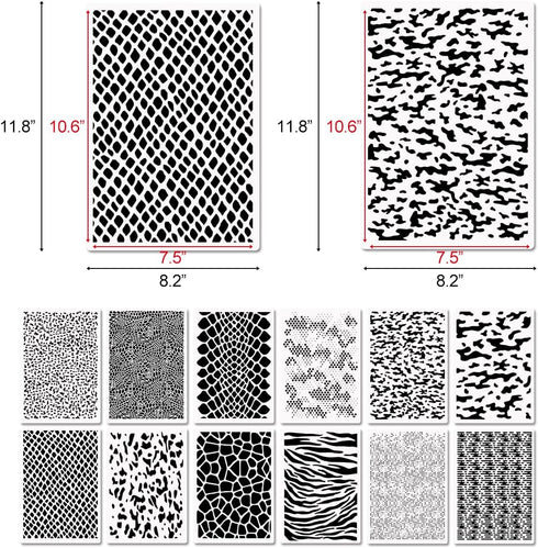 12 Pcs Camo Print Stencils, Large Camouflage Stencils for Spray Paint Reusable Digital Camo Pattern Stencils for Painting on Wood Boat Canvas Pape...