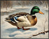 Posterizer 1 pcs-duck in snowy winter nature-oil painting style 3-Art for Animal Lovers-Landscape & Nature Art-Decor for Home & Office- unframed w...