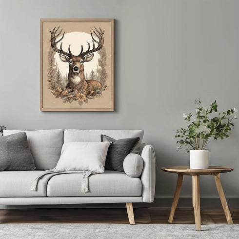 Posterizer 1 pcs- A deer with nature background-Art for Animal Lovers-Floral Botanical Art- Gift for Men Women Entrepreneur Teens-Living Room Bedr...