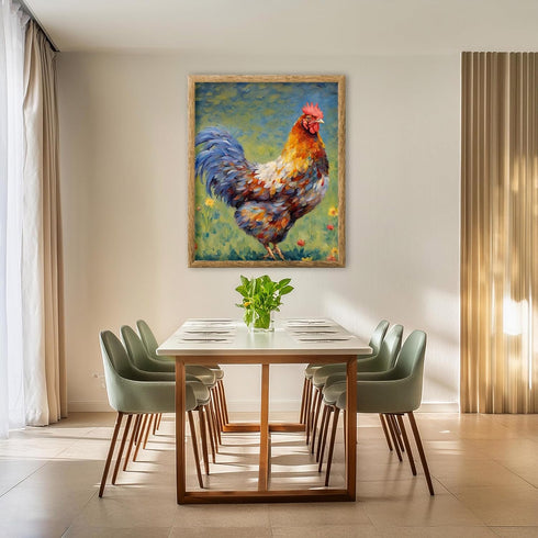 Posterizer 1 pcs- Oil painting style- rooster in garden-Art for Animal Lovers- Gift for Men Women Entrepreneur Teens-Living Room Bedroom Decor- un...
