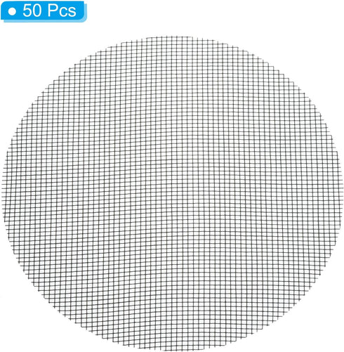 PATIKIL Flower Pot Hole Mesh Pad, 50 Pack 4.3 Inch Round Drainage Hole Screen Bonsai Pot Plastic Bottom Grid Mat Mesh, Black...