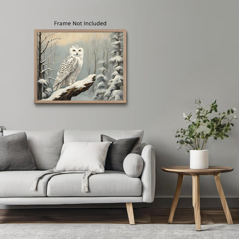 Posterizer 1 pcs-snowy winter scene of a white owl-oil painting style 1-Art for Animal Lovers-Landscape & Nature Art-Decor for Home & Office- unfr...