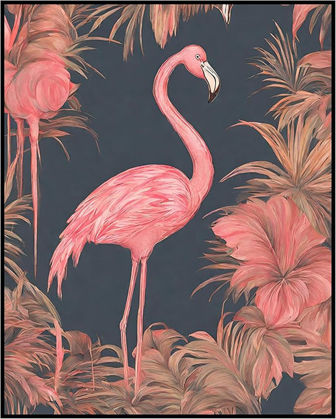 Posterizer 1 pcs-abstract retro design of flowers and flamingo 4-Art for Animal Lovers-GIft for Men Women Teens-Decor for Home & Office- unframed ...