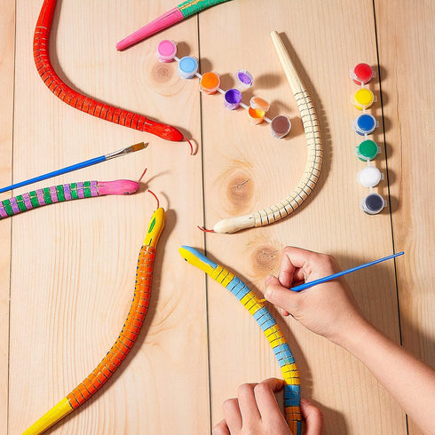 Gejoy 15 Pieces 12 Inch Wooden Snakes Unfinished Wiggly Jointed Flexible Wood Snakes to Paint Blank Canvas Animal Model for Arts and Crafts Hallow...