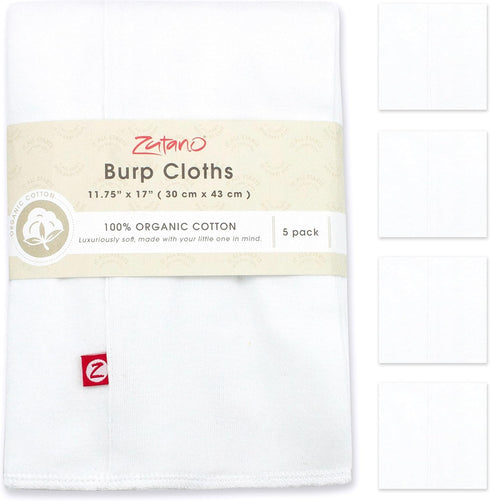 Zutano 5-Pack Organic Burp Cloths for Baby Girl & Boy, Large Cotton Burping Cloths for Babies | Absorbent Baby Spit-Up Rags | Gender Neutral Burp ...