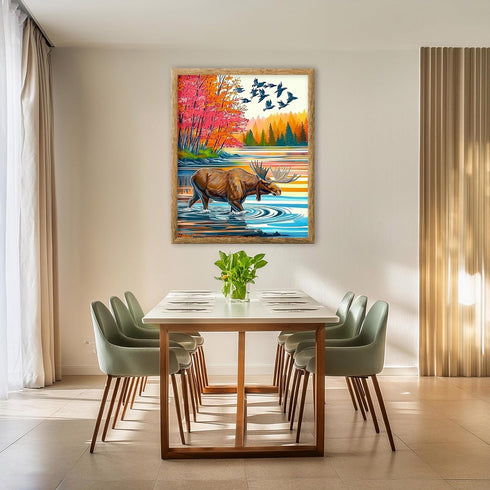 Posterizer 1 pcs-vibrant abstract nature scene with beautiful moose 2-Art for Animal Lovers-Abstract & Modern Art-Gift for Men Women Entrepreneur ...