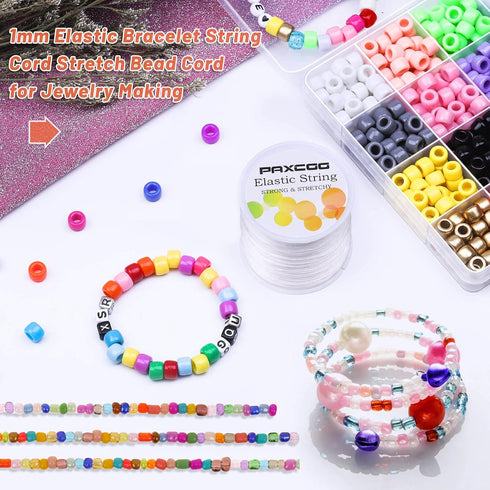 Paxcoo 1mm Elastic Bracelet String Cord Stretch Bead Cord for Jewelry Making and bracelet Making White...