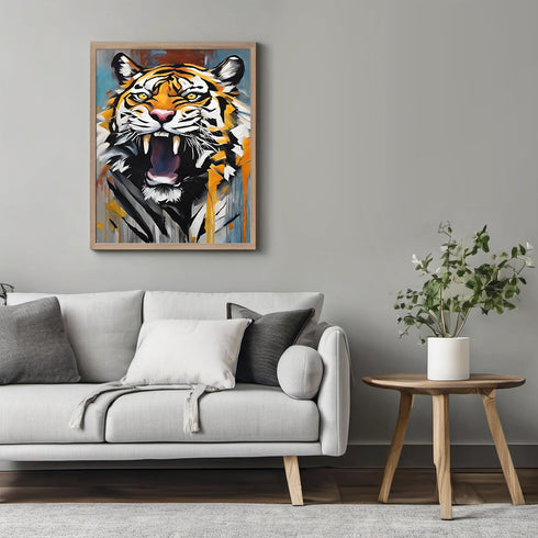 Posterizer 1 pcs- wild beautiful angry tiger showing teeth-Art for Animal Lovers-Gift for Art Lovers-Living Room Bedroom Decor- unframed wall art...