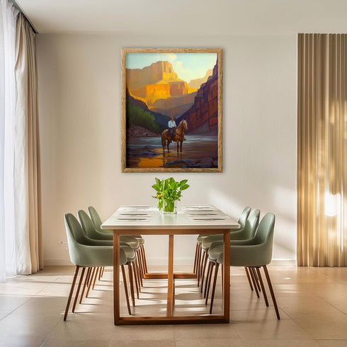 Posterizer 1 pcs-vibrant painting style art-cowboy on horse in the wild 3-Western Art-Men's Art Collection-Living Room Bedroom Decor- unframed wal...